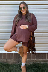 Brown Sweater and Short Maternity Set