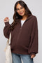 Brown Oversized Zip Up Cardigan