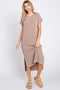 Mocha Ribbed Short Sleeve Midi Dress