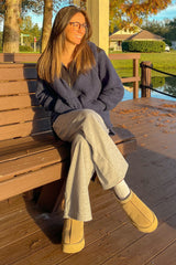 Navy Blue Colorblock Half Zip Fleece Pullover