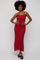 Rust Open Knit Crochet Midi Dress