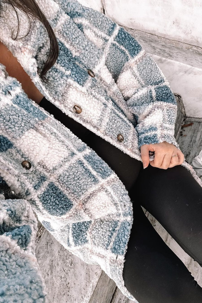 Blue Plaid Sherpa Jacket