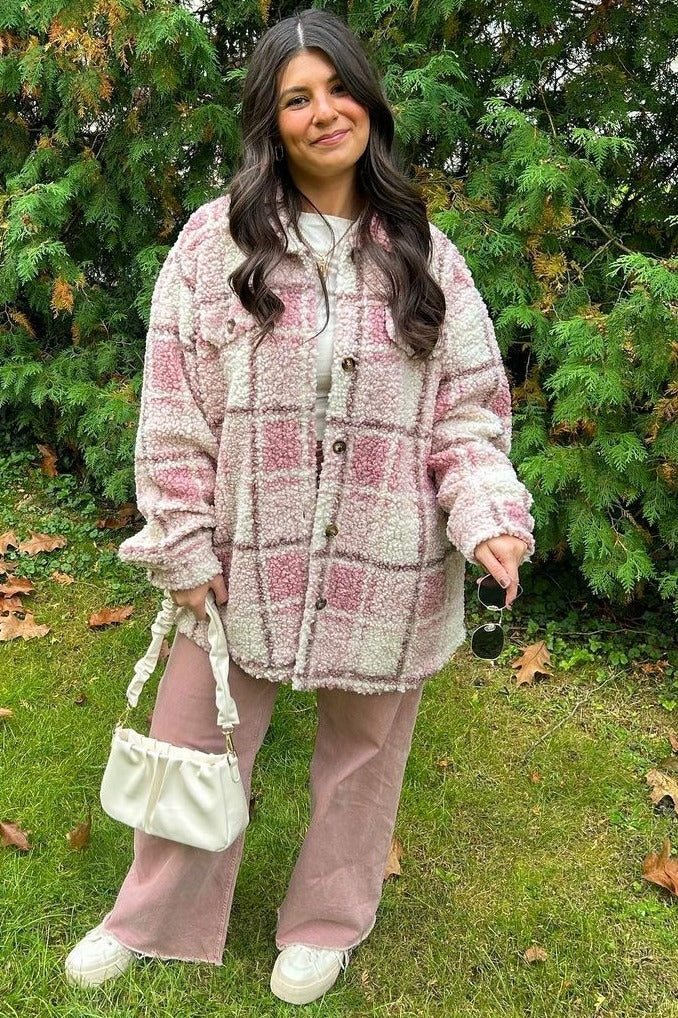 Blue Plaid Sherpa Jacket