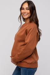 Camel Pullover Maternity Terry Crewneck