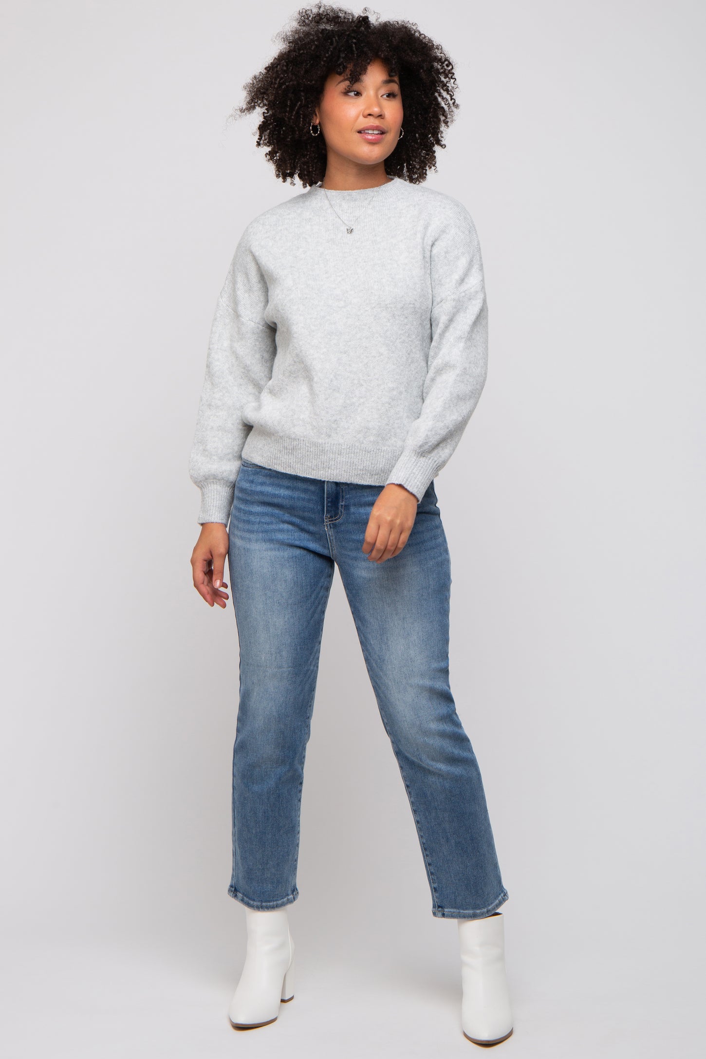 Silver Bubble Sleeve Sweater