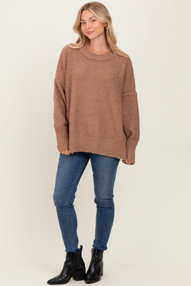 Mocha Knit Exposed Seam Sweater