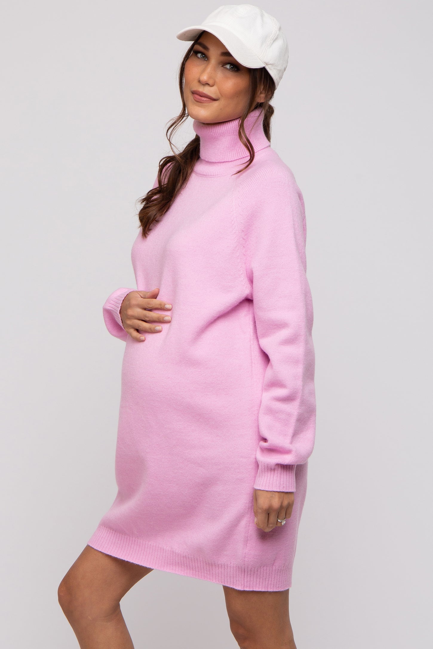 pink long sleeve turtleneck dress Wherever You Go Pink Turtleneck Sweater Dress, Medium - The Mint Julep Boutique