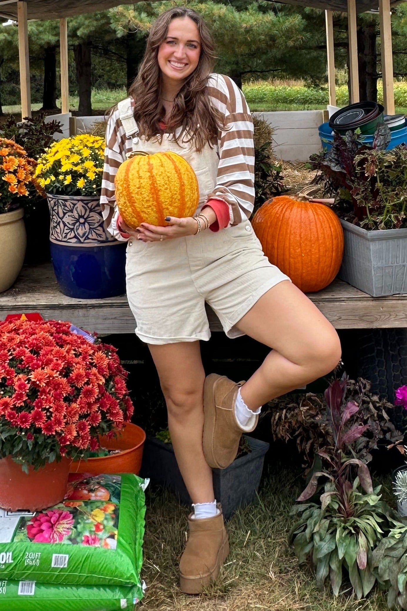 Cream Corduroy Short Overalls