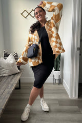 Yellow Checkered Plaid Oversized Cardigan