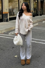 Ivory Fuzzy Soft Knit Sweater