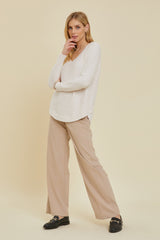 Ivory Fuzzy Soft Knit Sweater