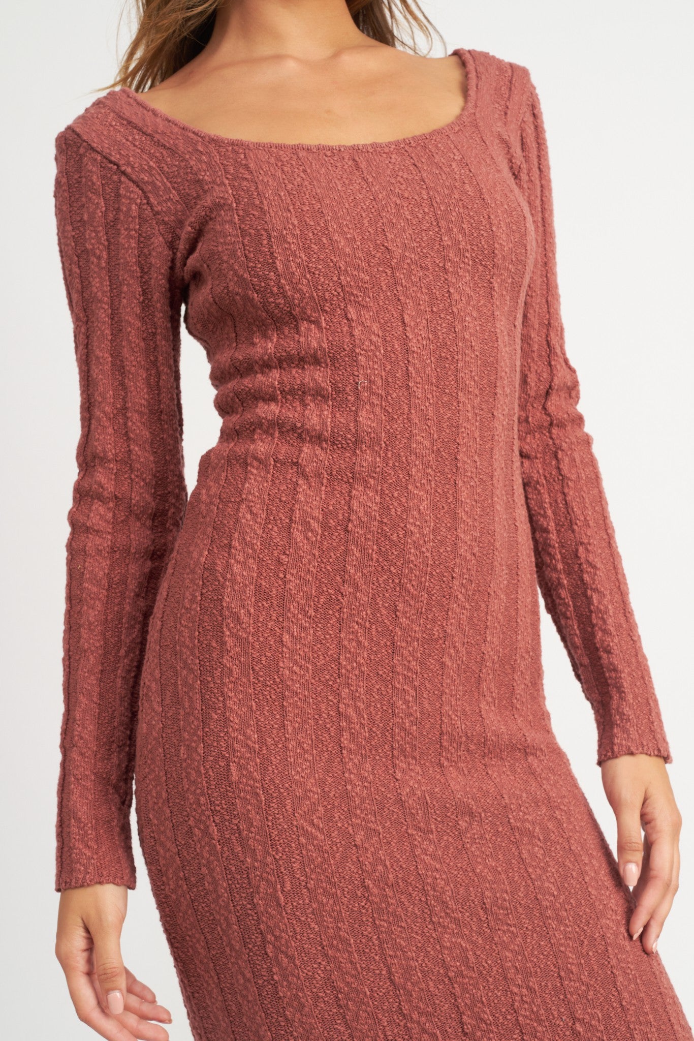 Rust Long Sleeve Knit Sweater Dress