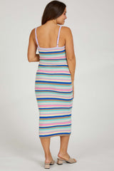 Multicolor Stripe Sweater Knit Maternity Midi Dress