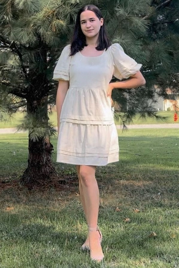 Cream Textured Micro Corduroy Midi Dress