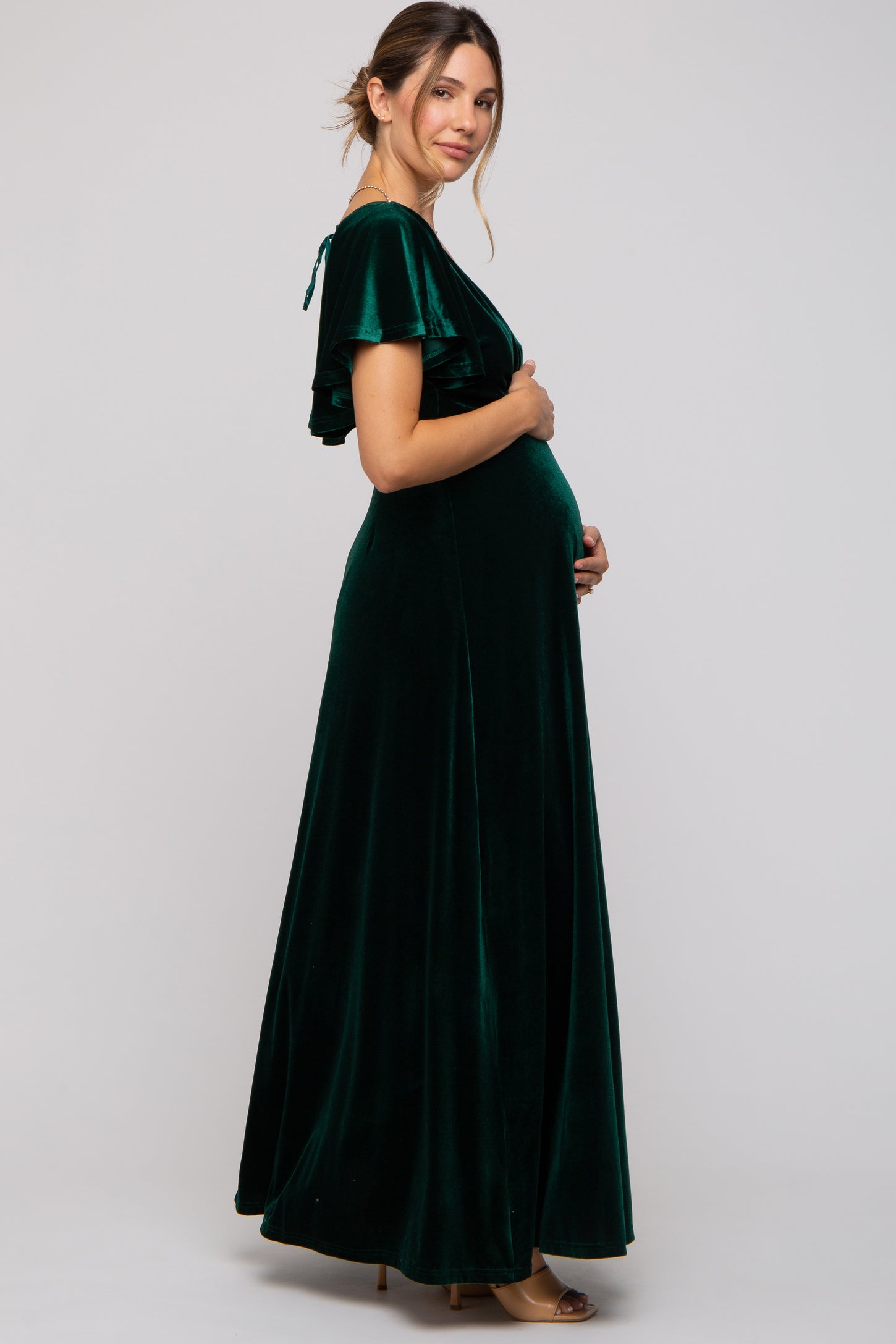 emerald green velvet maxi dress Green Velvet Dress, Long Sleeve Dress, Long Velour Dress, Modest Dress, Formal Maxi Dress, Dark Green Dress FAIRE