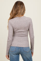 Mocha Ribbed Long Sleeve Maternity Top