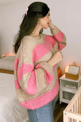 Pink Striped Knit Sweater