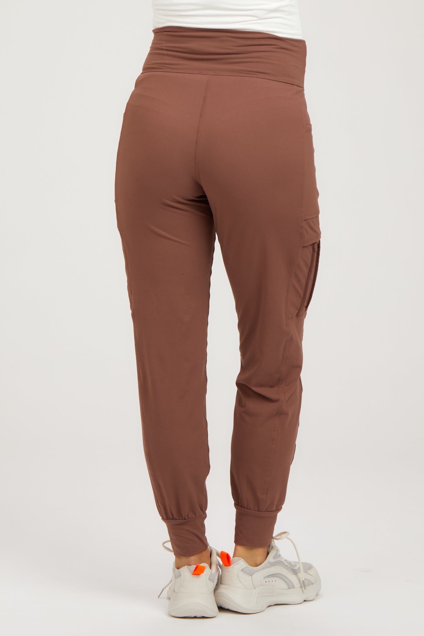 Brown Cargo Pocket Maternity Jogger Pants