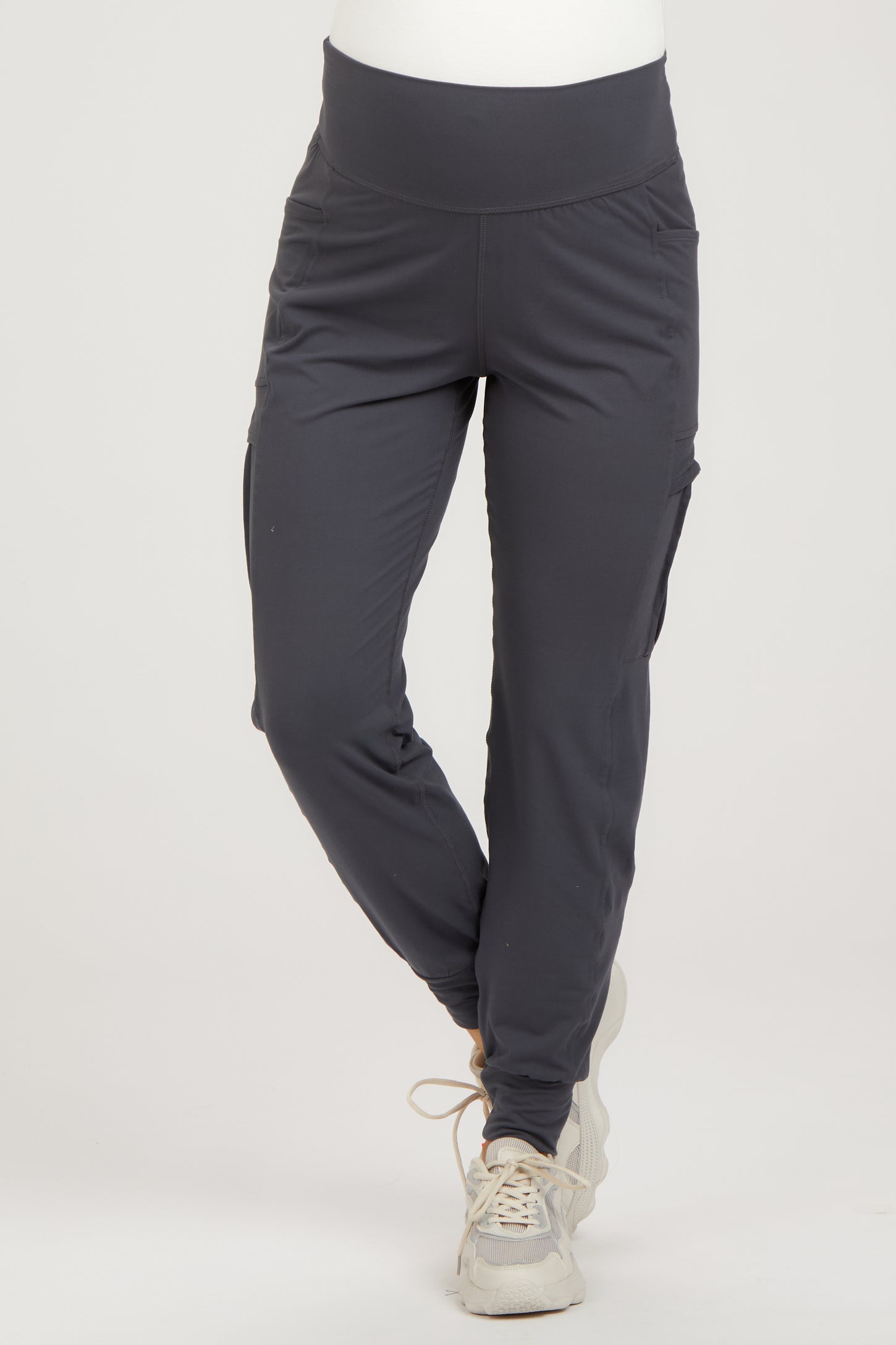 Charcoal Cargo Pocket Maternity Jogger Pants