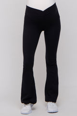 Black Front Ruched Maternity Leggings