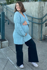 Black Wide Leg Raw Hem Maternity Jeans