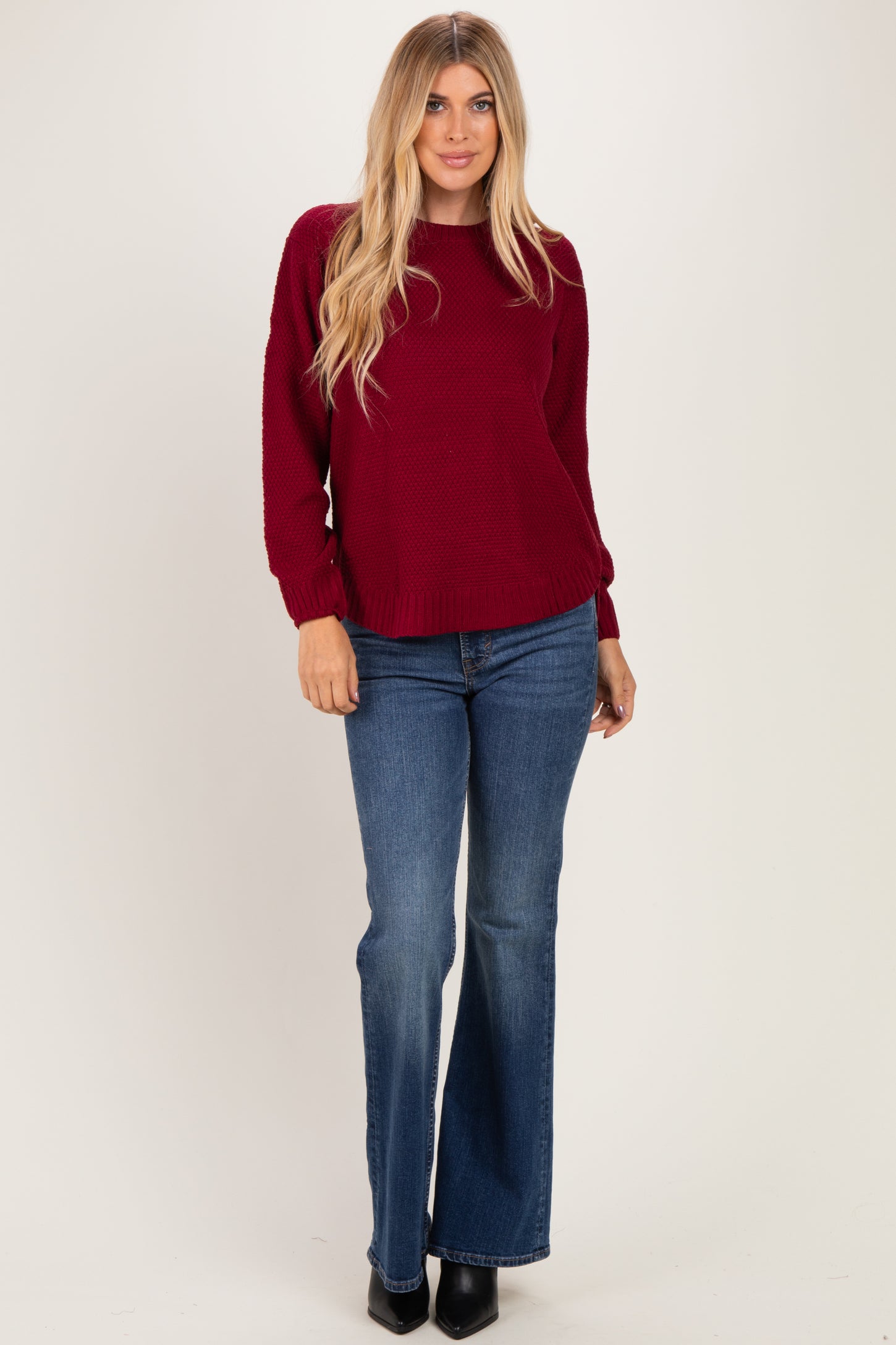 Burgundy Knit Pullover Sweater