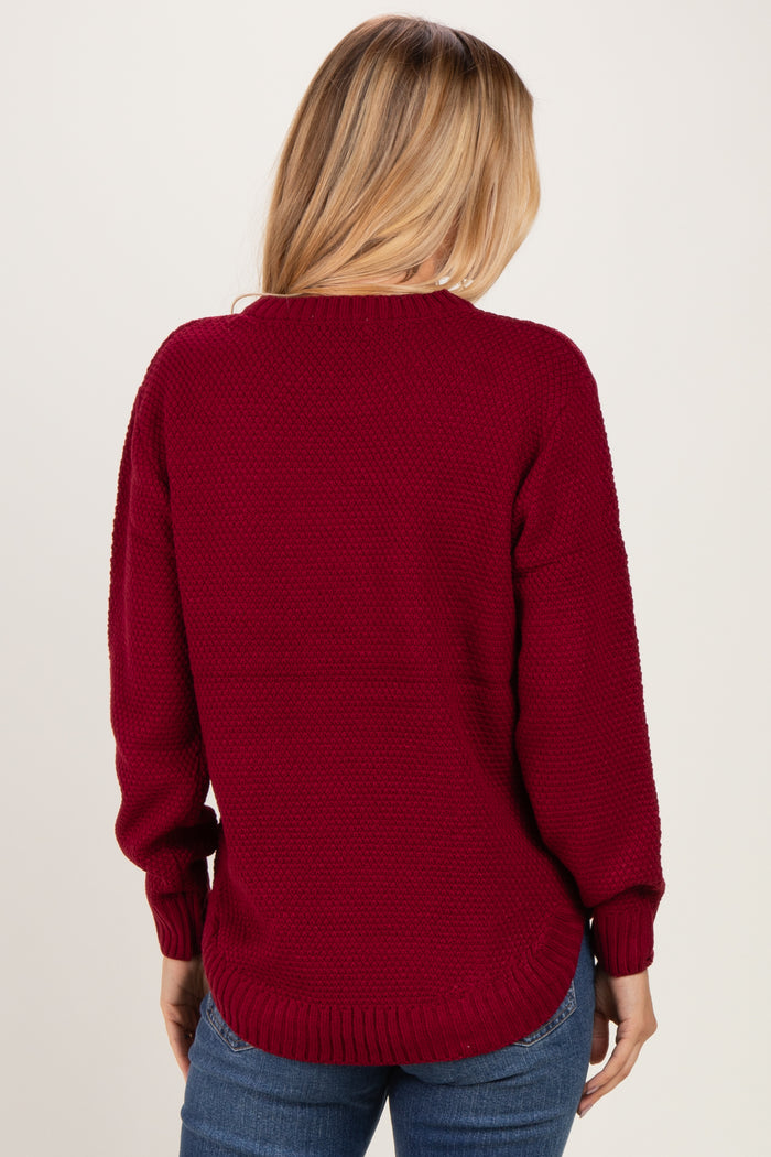 Burgundy Knit Pullover Sweater
