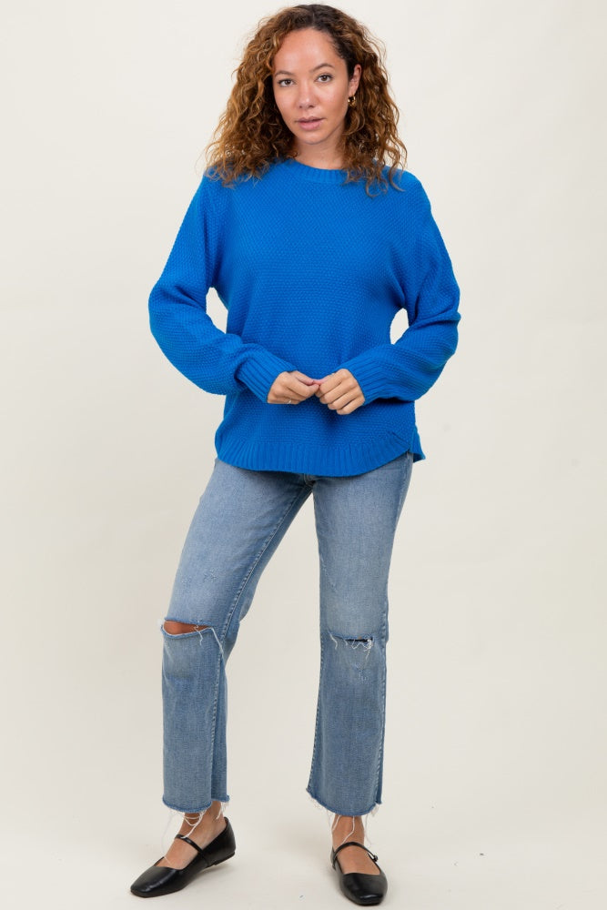 Blue Knit Pullover Sweater