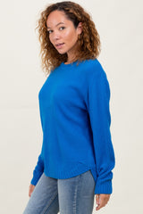 Blue Knit Pullover Sweater