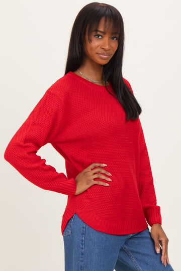 Red Knit Pullover Sweater