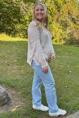 Light Blue Raw Hem Maternity Straight Leg Jeans