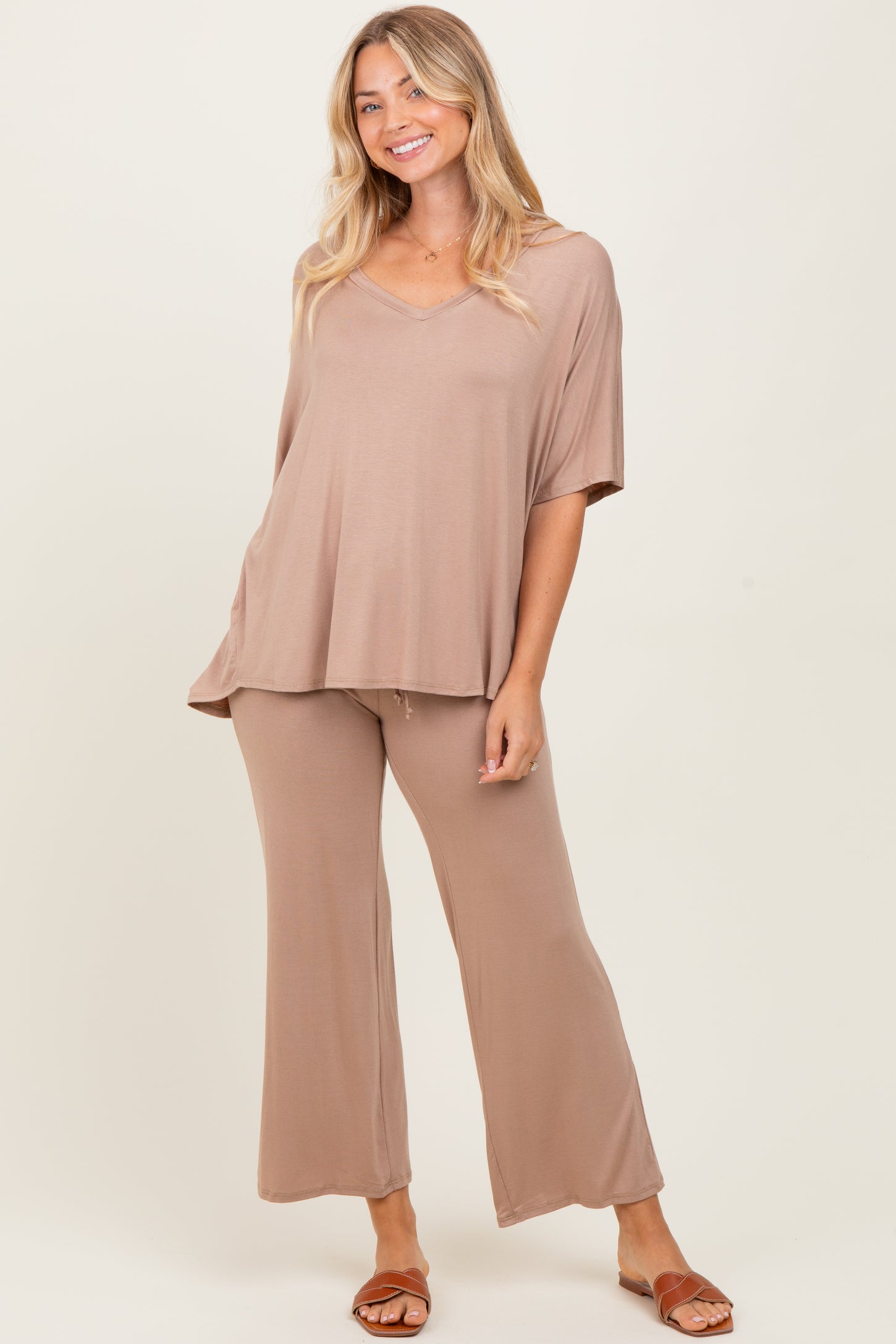 Mocha Cropped Pant Set