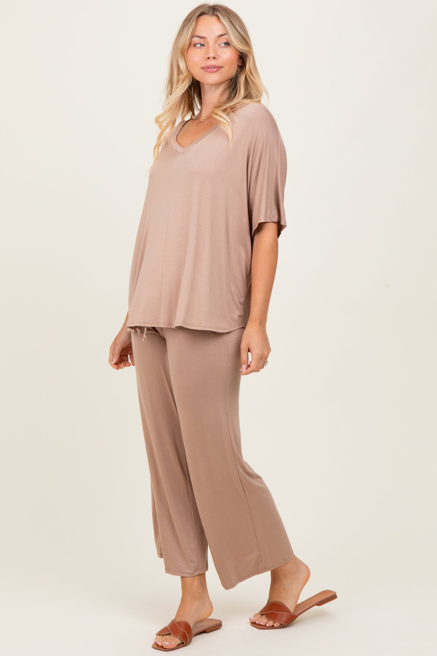 Mocha Cropped Pant Set