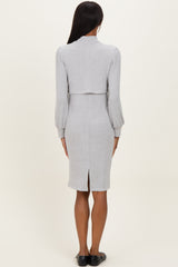 Heather Grey Rib Knit Mock Neck Nursing Dress