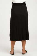 Black Fold-Over Maternity Maxi Skirt