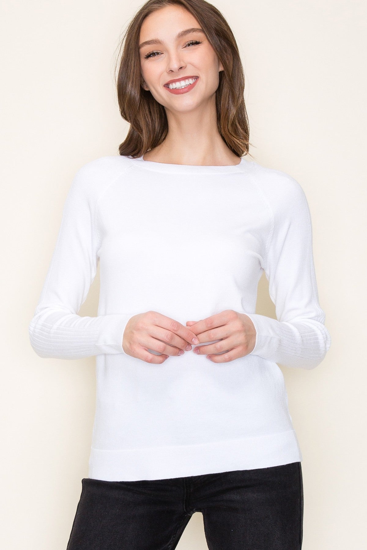 Ivory Knit Long Sleeve Maternity Top