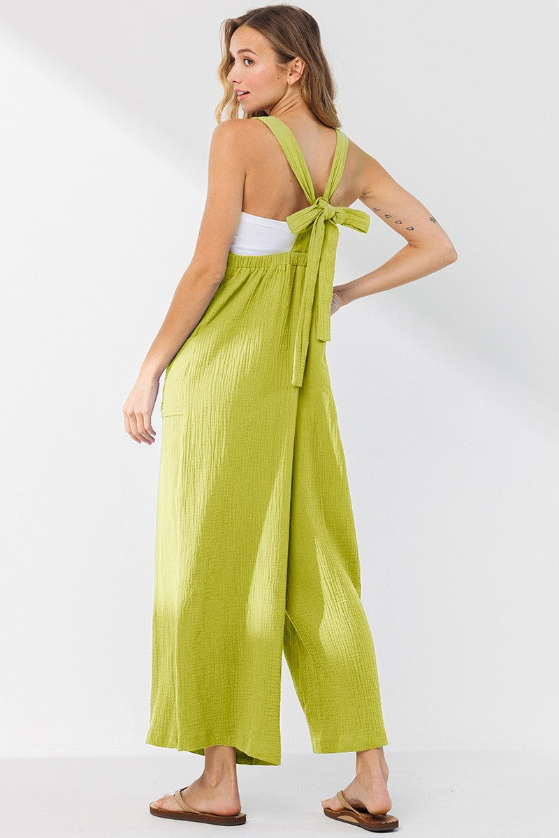 Lime Wide Leg Tie Back Maternity Overalls