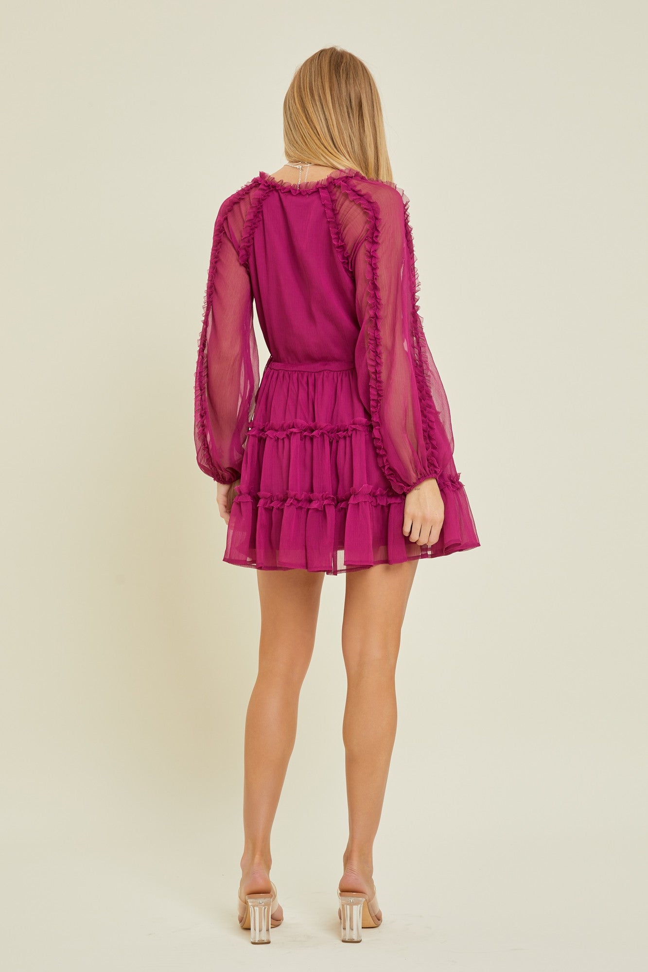 Orchid V-Neck Long Sleeve Mini Dress