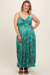 Jade Floral Pleated Maternity Plus Midi Dress