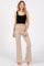 Beige Heathered Flare Leg Fold Over Leggings