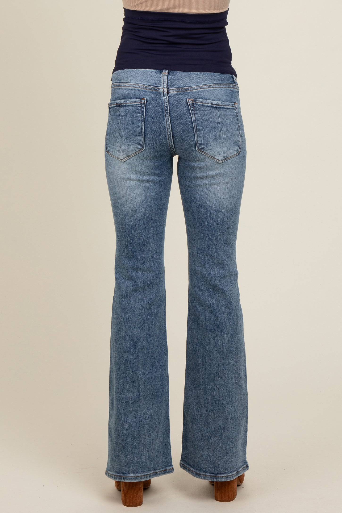 Light Blue Vintage Wash Maternity Flare Jeans