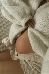Beige Sweater and Short Maternity Set