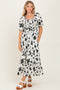 Cream Floral Puff Sleeve Midi Dress