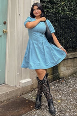 Denim Washed Denim Mini Dress