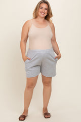 Grey Raw Edge Maternity Plus Sweat Shorts