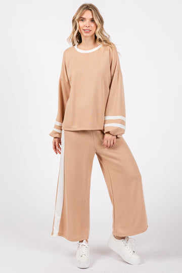 Taupe Striped Long Sleeve Set