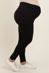 Black Crossover Maternity Plus Leggings