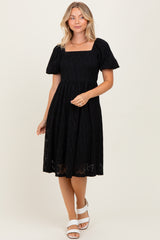 Black Lace Square Neck Dress