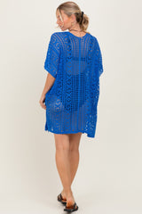 Royal Blue Crochet Knit Swim Cover Up