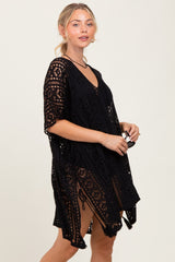 Black Crochet Knit Swim Cover Up